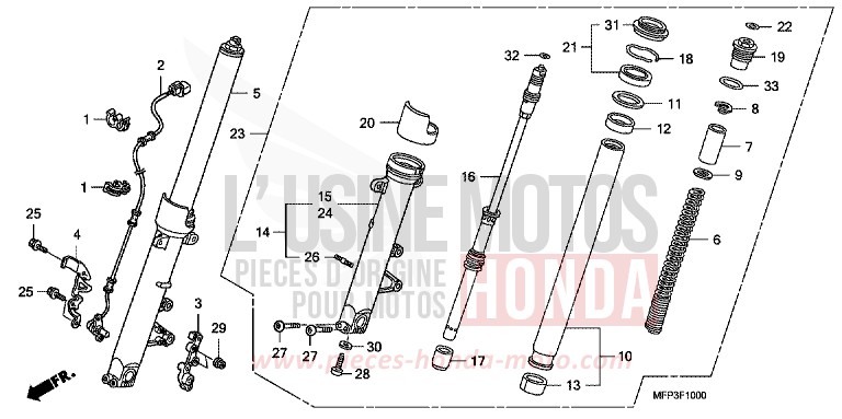 GABEL, VORNE von CB1300 Super Bold'or ABS PEARL SUNBEAM WHITE (NHA66KF) von 2009